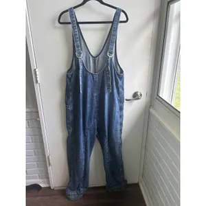We The Free Free People High Roller Denim‎ Jumpsuit small boho Oversized layered thumbnail 5