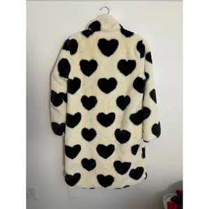 Stoosh by 21 International black & white heart faux fur long coat NWT size M thumbnail 5