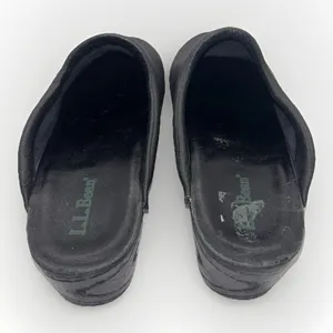 LL Bean Womens Black Leather Clogs Mules Slip On Shoes Sz 9 Comfort Granola Girl thumbnail 4