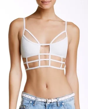 NWT One Teaspoon Sz XS Le Ritz White Cut Out Bodice Bralette Crop Top Festival thumbnail 1