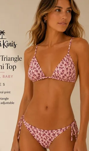 Kulani Kinis Angel Baby Bralette Bikini Top Pink Floral Size S NWT thumbnail 1