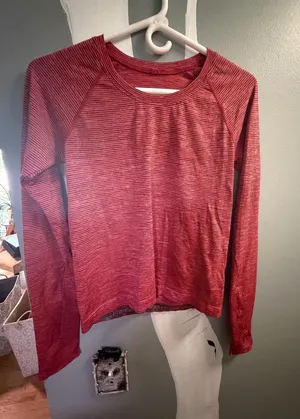 Lululemon Striped Long Sleeve Crewneck Top - Rusty Orange thumbnail 1