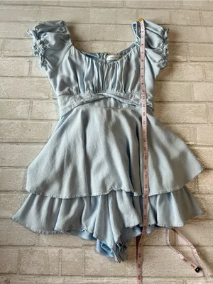 Altar'd State Light Blue Ruffle Cottage core Coastal Romper thumbnail 7