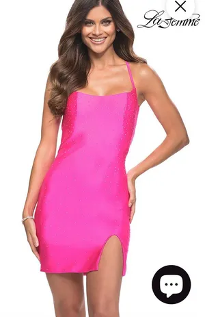 NWT La‎ Femme 30304 Hot Pink Backless Mini Dress Sz 10 $258 thumbnail 1