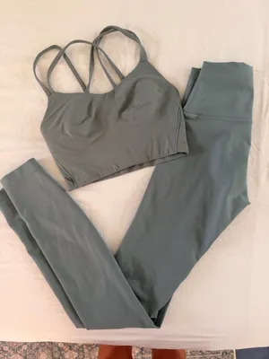 Lululemon sage green align leggings and sports bra set #yoga #activewear #loungewear thumbnail 1