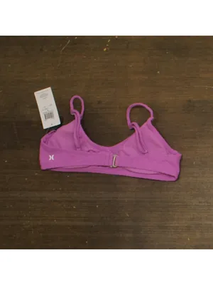 NWT Hurley Textured Wave Scrunch Bralette Bikini Top HU009T5 Orchid Purple M thumbnail 3