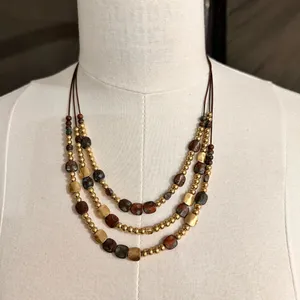 Vintage Multi Strand Women's Necklace Beaded Multicolor Classic Fashion Jewelry thumbnail 1