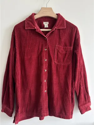 L.L.Bean Women's Corduroy Button-Up Shirt Jacket Red XL Cotton thumbnail 1