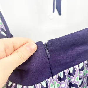 Tory Burch Womens Retro Geometric Print 100% Silk‎ Halter Dress Purple Size L thumbnail 6
