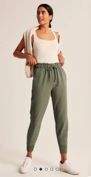 Abercrombie & Fitch Green High‎ Rise French Terry Jogger Sweatpants thumbnail 1