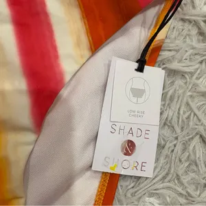 Shade & Shore striped low rise cheeky bikini bottom‎ orange red size XS thumbnail 3
