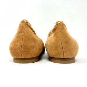 Jack Rogers Ellie Suede II Oak Tan Brown Whip Stitch Detail Ballerina Flats 7.5 thumbnail 9