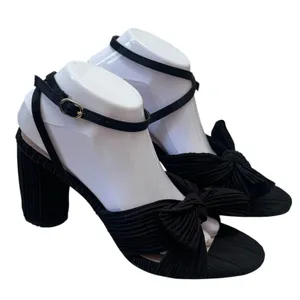 MUCCUTE Bow Knot Block Heel Sandals Ankle Buckle‎ Black Special Occasion 9.5 thumbnail 5