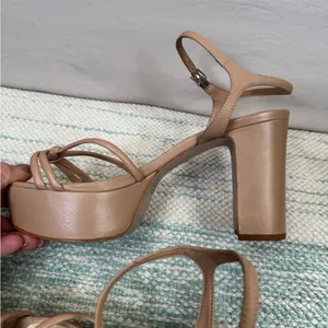 Schutz Kelsie Platform Sandals Womens 8.5 Beige Strappy Block Heel Ankle Strap thumbnail 7