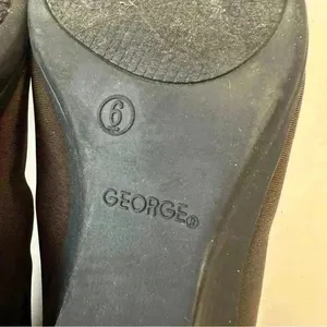 George Heels‎ Womens 6 Comfort Start Loafers Pumps Wedge Black Fabric Slip On thumbnail 7