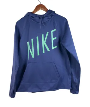 Nike Therma FIT Pullover Hoodie Womens Medium Blue‎ Green Athletic Sweatshirt thumbnail 1
