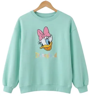 Disneyland Resort Daisy Duck Embroidered Mint Green Crewneck Sweatshirt Medium thumbnail 1