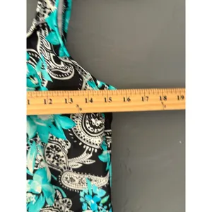 Azul Y2k Floral Paisley Tankini Swimsuit Set Teal Black‎ Skirted 12 Resort thumbnail 3