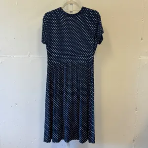 L.L. Bean Navy Polka Dot Faux Wrap Midi Dress Empire Waist 504854 M Reg thumbnail 2