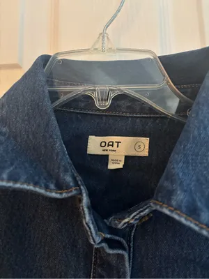 Oat New York Dark Blue Denim Puff-Sleeve Jacket, Size-Small thumbnail 14