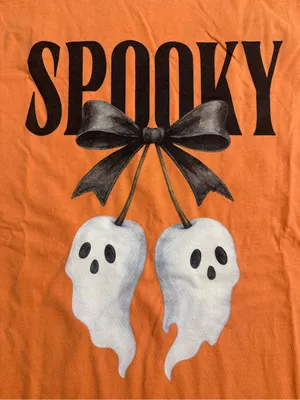 Comfort Colors Orange 'Spooky' Tee with Ghost Bow Graphic thumbnail 4