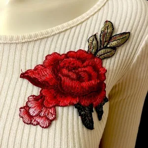La Gypsy Thick Ribbed embroidered Rose sweater‎ thumbnail 4