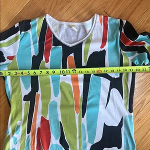 Jess and Jane Abstract Multicolor V-Neck Women's Blouse thumbnail 4