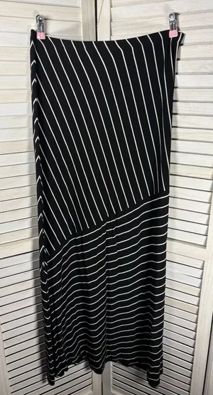 Matty M Skirt Maxi Black White Striped L thumbnail 1