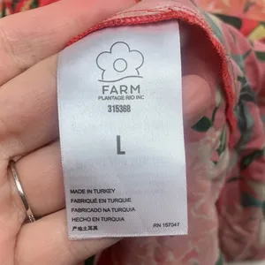 FARM Rio size large pineapple bloom midi dress pink green puff sleeve floral thumbnail 10