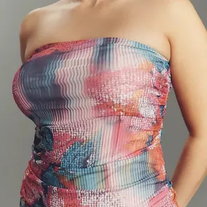 Anthropologie The Soleil Slim Strapless Ruched Mesh Dress (NEW Large) thumbnail 4
