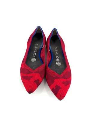 ROTHY’S Red Camo Knit Point Toe Slip On Limited Edition Ballet Flat Casual Shoes thumbnail 3
