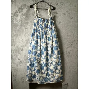 Lovelo Floral Smocked‎ Midi Dress Blue White Cottagecore Sundress 2XL Boho New thumbnail 3
