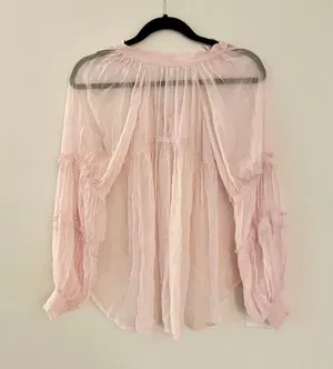 Free People lace up sheer blouse thumbnail 3