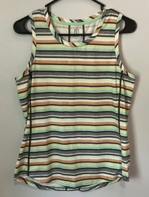 Title Nine Vibe Tank Top Hanalei Stripe Print Medium Active Gorpcore #800 thumbnail 1