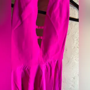Amanda Uprichard Fuchsia Halter 100% Silk Dress colorful mini halter designer S thumbnail 2