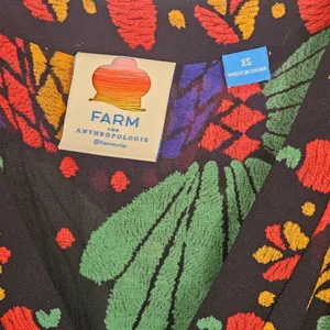 Farm Rio Black Tropical Toucan Floral V-Neck Maxi Dress XS Long Puff Sleeve Boho thumbnail 6