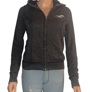 Hollister Sequin Bird Logo Zippered Fleece Lined Hoodie thumbnail 1