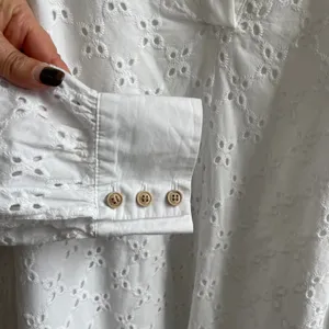 Zara Eyelet Mini Dress Womens Large White Boho Coastal Cotton‎ Tunic Embroidered thumbnail 6