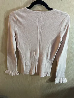 Women’s White House Black Market Blush Ruffle-Cuff Long Sleeve Sweater Size XS thumbnail 4