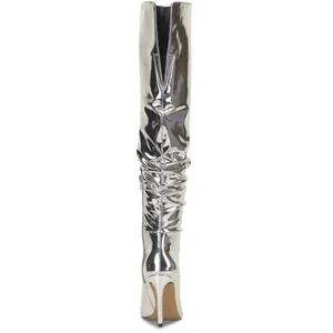 I.N.C. Iyonna Over-The-Knee Slouch Boots in Patent Silver Size 6/36.5 NEW $169.5 thumbnail 2