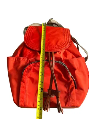 DOONEY & BOURKE Orange Brown Nylon Leather Drawstring Backpack thumbnail 4