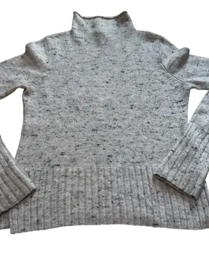 Madewell Gray Nep Merino Wool Blend Mock Neck Rib Knit Sweater Women’s Small Top thumbnail 4