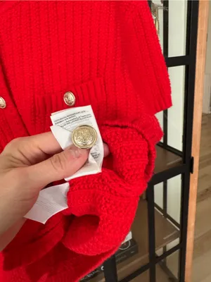 H&M sweater cardigan Structured Knit Short Sleeve gold buttons top pockets thumbnail 8
