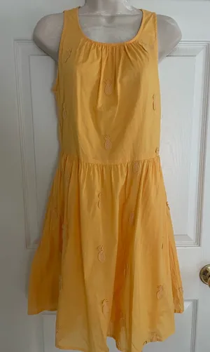 J.‎ Crew Yellow Pineapple Embroidered women’s Sundress thumbnail 1