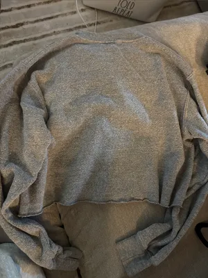 Brandy Melville Gray 'West Coast' Crop Sweatshirt with Maroon Lettering thumbnail 5
