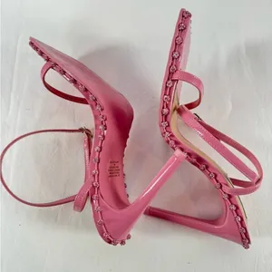 Steve Madden Zelle Square Toe‎ Rhinestone Heels in Pink Size 9 thumbnail 6