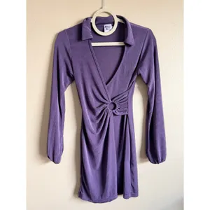 Princess Polly‎ Purple Long Sleeve Ruched Ring Detail Mini Dress Size 2 thumbnail 2