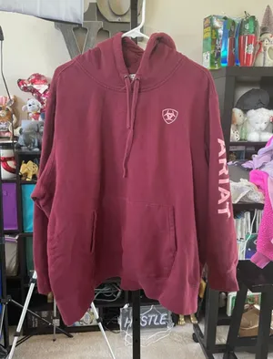 Women's Ariat Burgundy Hoodie Plus 3X with Pink Logo thumbnail 1