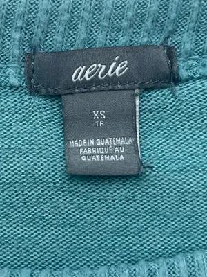 Aerie Women's Teal Blue Green Long Sleeve Oversized Slit Hem Pullover Sweater XS thumbnail 8