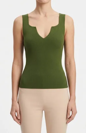 NWT Reformation Rylie in Grass Green Ribbed Cotton Sweater Tank S thumbnail 1